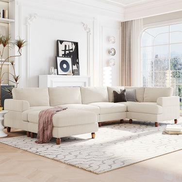 U_Style Modular Sectional Sofa with Ottoman L Shaped Corner Sectional for Living Room, Office, Spacious Space(old sku: WY000373AAA)